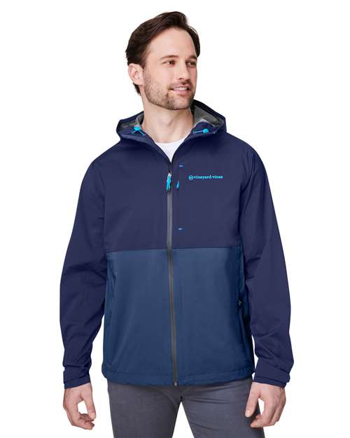 vineyard vines O001647 Men's On-The-Go Packable Rain Shell - Blue Blazer - model front
