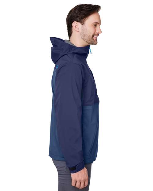 vineyard vines O001647 Men's On-The-Go Packable Rain Shell - Blue Blazer - model side