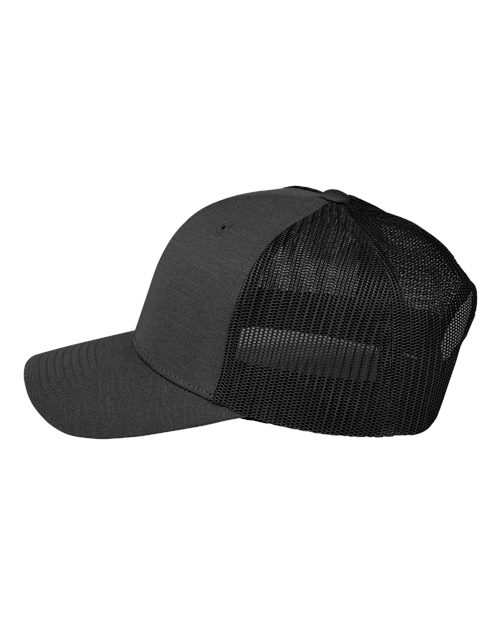 Team 365 TT802Y Youth Zone Sonic Heather Trucker Cap by Yupoong - Black Heather/ Black - side