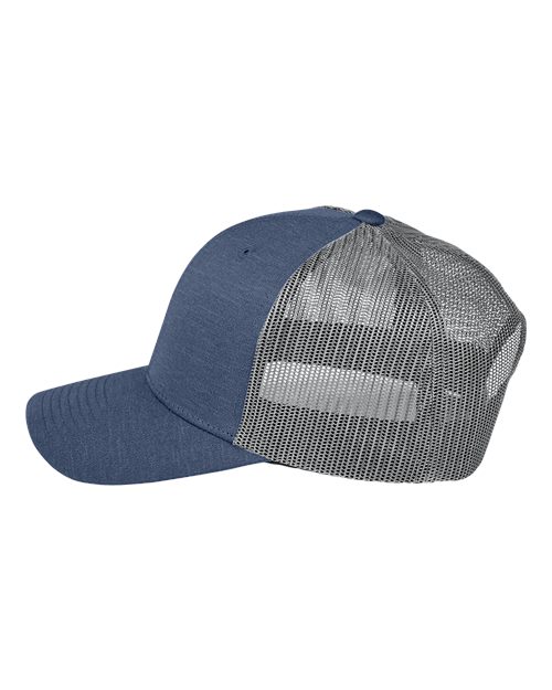 Team 365 TT802Y Youth Zone Sonic Heather Trucker Cap by Yupoong - Sport Dark Navy Heather/ Sport Graphite - side