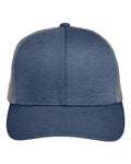 Team 365 TT802Y Youth Zone Sonic Heather Trucker Cap by Yupoong - Sport Dark Navy Heather/ Sport Graphite - front