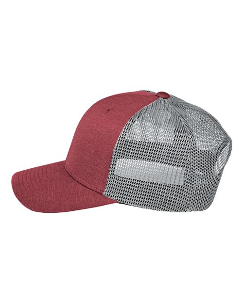 Team 365 TT802Y Youth Zone Sonic Heather Trucker Cap by Yupoong - Sport Maroon Heather/ Sport Graphite - side
