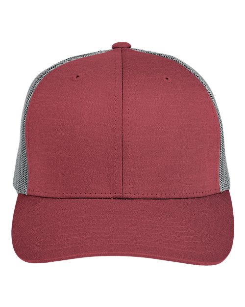 Team 365 TT802Y Youth Zone Sonic Heather Trucker Cap by Yupoong - Sport Maroon Heather/ Sport Graphite - front
