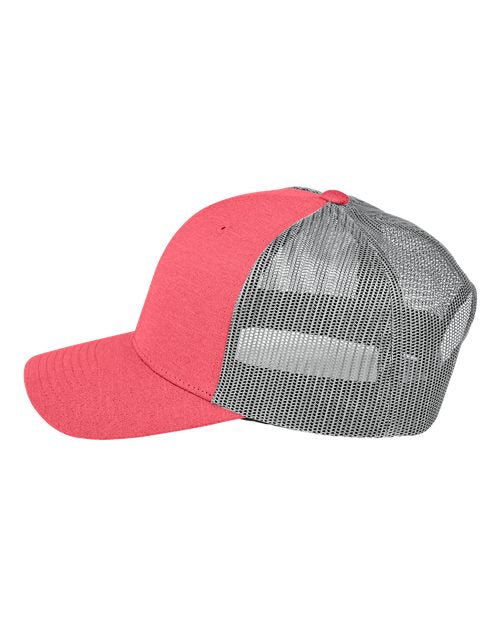 Team 365 TT802Y Youth Zone Sonic Heather Trucker Cap by Yupoong - Sport Red Heather/ Sport Graphite - side