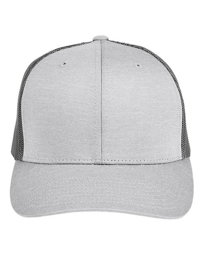 Team 365 TT802 Zone Sonic Heather Trucker Cap by Yupoong - Athletic Heather/ Sport Graphite - front