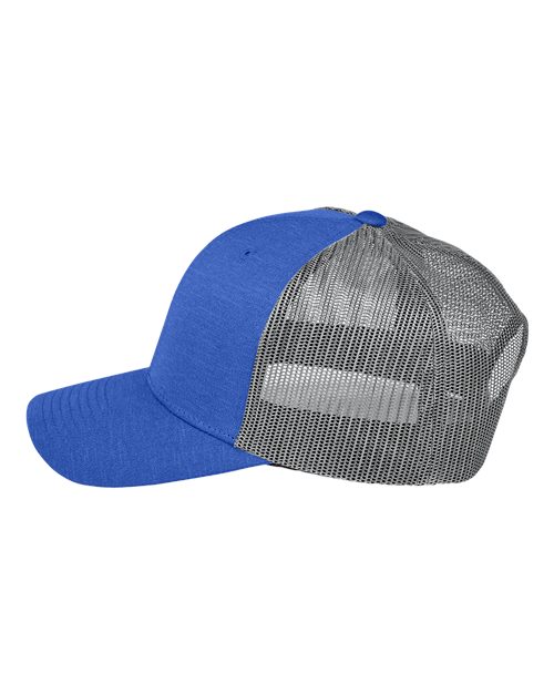 Team 365 TT802 Zone Sonic Heather Trucker Cap by Yupoong - Sport Royal Heather/ Sport Graphite - side
