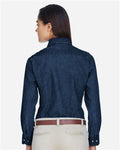 Harriton M550W Women's Denim Shirt - Dark Denim - model back