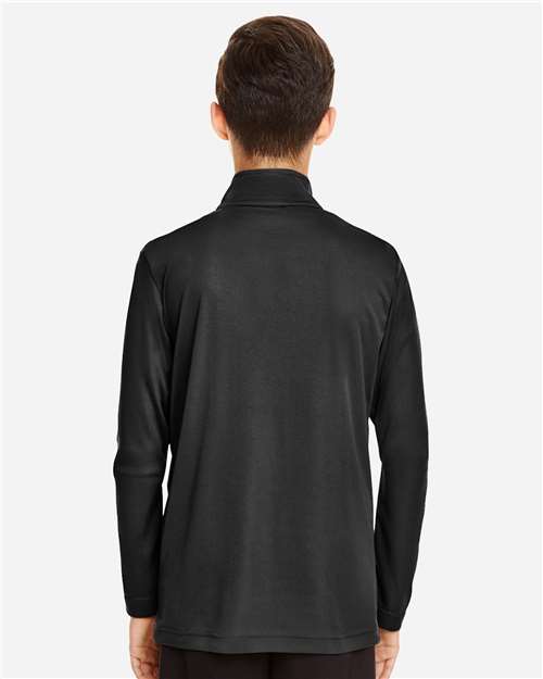 Team 365 TT31Y Youth Zone Performance Quarter-Zip Pullover - Black - model back