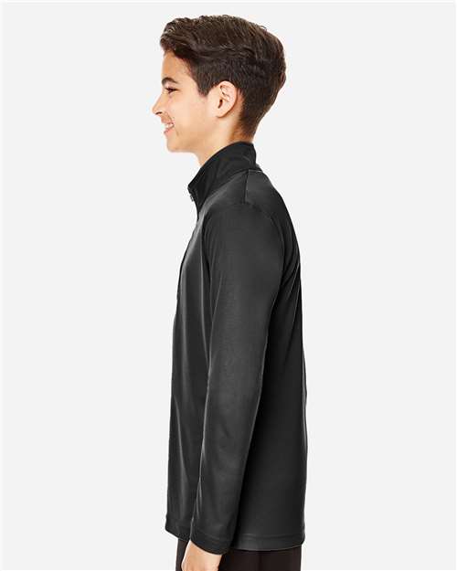 Team 365 TT31Y Youth Zone Performance Quarter-Zip Pullover - Black - model side