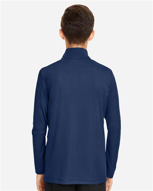 Team 365 TT31Y Youth Zone Performance Quarter-Zip Pullover - Sport Dark Navy - model back
