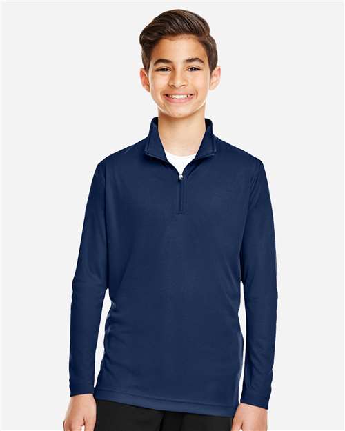Team 365 TT31Y Youth Zone Performance Quarter-Zip Pullover - Sport Dark Navy - model front