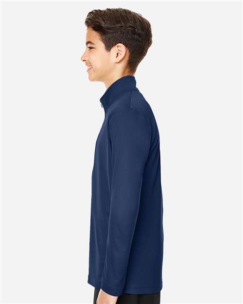 Team 365 TT31Y Youth Zone Performance Quarter-Zip Pullover - Sport Dark Navy - model side