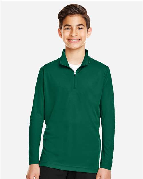 Team 365 TT31Y Youth Zone Performance Quarter-Zip Pullover - Sport Forest - model front