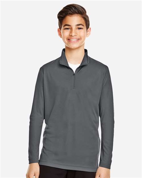 Team 365 TT31Y Youth Zone Performance Quarter-Zip Pullover - Sport Graphite - model front