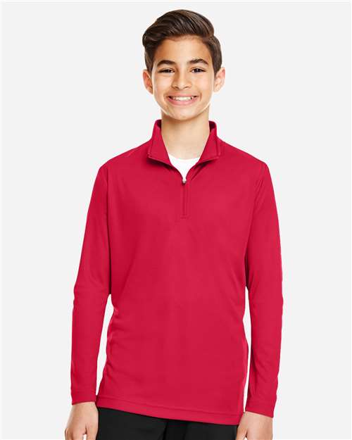 Team 365 TT31Y Youth Zone Performance Quarter-Zip Pullover - Sport Red - model front