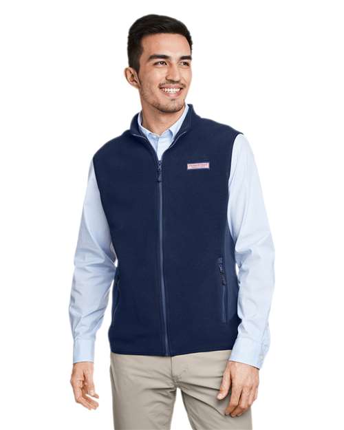 vineyard vines O001401 Men's Harbor Fleece Vest - Vineyard Navy - model front