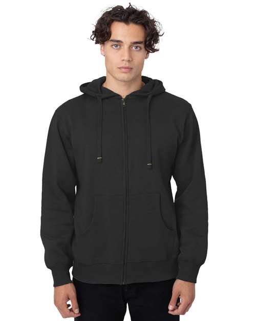 econscious EC5650 Unisex Heritage Full-Zip Hooded Sweatshirt - Black - model front