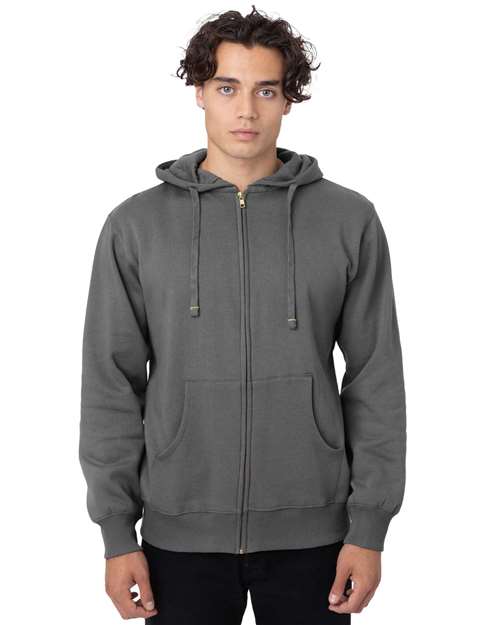 econscious EC5650 Unisex Heritage Full-Zip Hooded Sweatshirt - Charcoal - model front