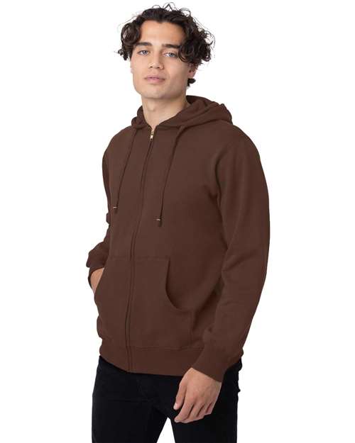 econscious EC5650 Unisex Heritage Full-Zip Hooded Sweatshirt - Earth - model side