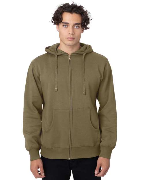 econscious EC5650 Unisex Heritage Full-Zip Hooded Sweatshirt - Jungle - model front