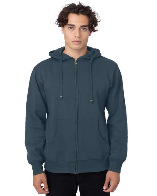 econscious EC5650 Unisex Heritage Full-Zip Hooded Sweatshirt - Pacific - model front