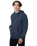 econscious EC5650 Unisex Heritage Full-Zip Hooded Sweatshirt - Pacific - model side