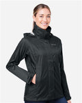 Marmot M15866 Women's PreCip Eco Packable Rain Jacket - Black - model side