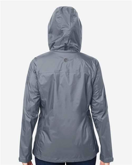 Marmot M15866 Women's PreCip Eco Packable Rain Jacket - Steel Onyx - model back