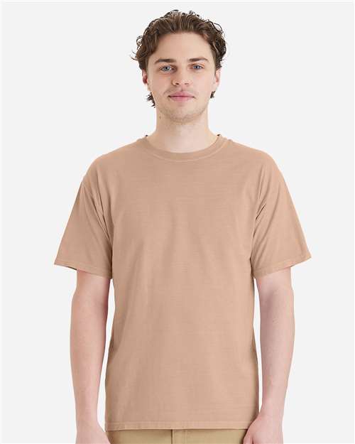 Hanes GDH11B Unisex Botanical Dyed T-Shirt - Botanical Mallow - model front