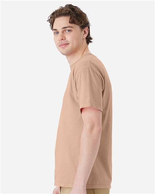 Hanes GDH11B Unisex Botanical Dyed T-Shirt - Botanical Mallow - model side