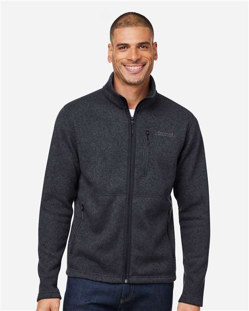 Marmot M16223 Men's Drop Line Fleece Jacket - Black Heather - model front