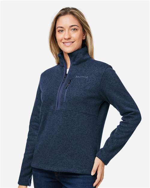 Marmot M16248 Women's Drop Line Half-Zip Jacket - Arctic Navy Heather - model side