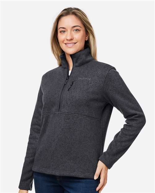 Marmot M16248 Women's Drop Line Half-Zip Jacket - Black Heather - model side