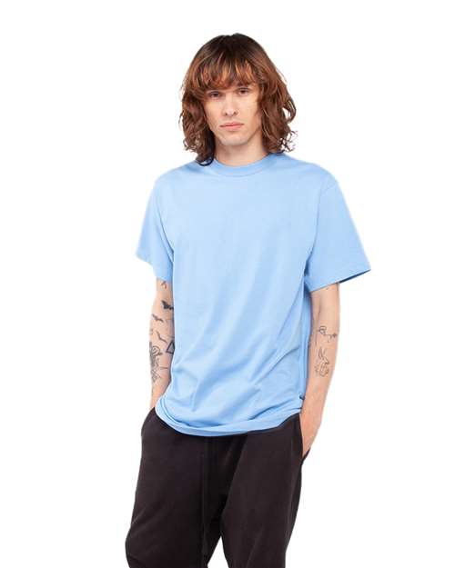 Shaka Wear SHASS Unisex Active T-Shirt - Sky Blue - model side