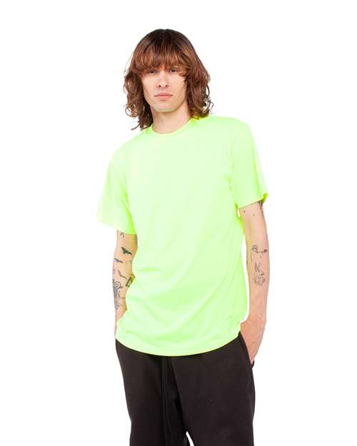 Shaka Wear SHASS Unisex Active T-Shirt - Safety Green - model side