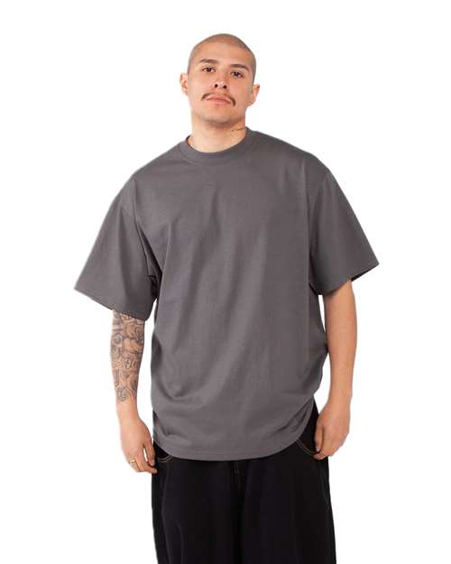 Shaka Wear SHMHSS Unisex Max Heavyweight T-Shirt - Dark Grey - model side