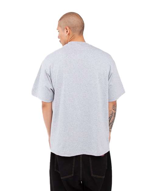 Shaka Wear SHMHSS Unisex Max Heavyweight T-Shirt - Heather Grey - model back