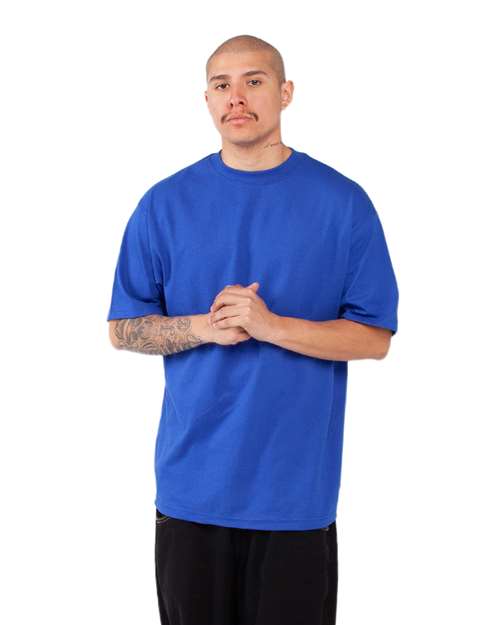 Shaka Wear SHMHSS Unisex Max Heavyweight T-Shirt - Royal - model side
