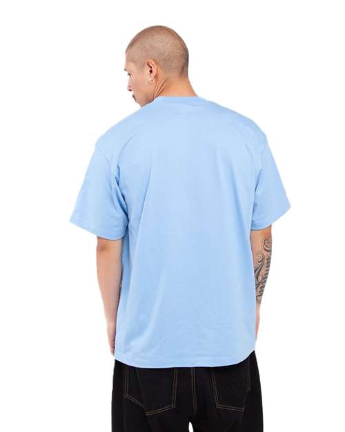 Shaka Wear SHMHSS Unisex Max Heavyweight T-Shirt - Sky Blue - model back