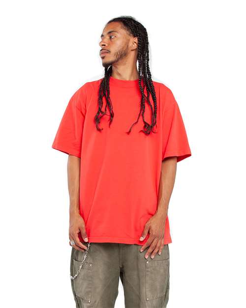 Shaka Wear SHGD Unisex Max Heavyweight Garment-Dyed T-Shirt - Cherry Tomato - model side