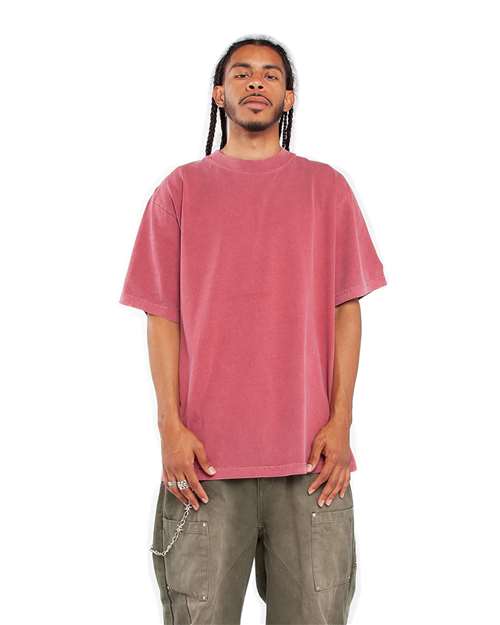 Shaka Wear SHGD Unisex Max Heavyweight Garment-Dyed T-Shirt - Clay Red - model front