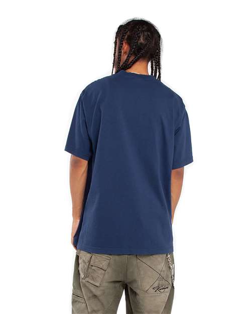 Shaka Wear SHGD Unisex Max Heavyweight Garment-Dyed T-Shirt - Midnight Navy - model back