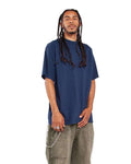 Shaka Wear SHGD Unisex Max Heavyweight Garment-Dyed T-Shirt - Midnight Navy - model side