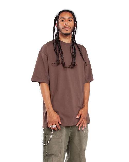 Shaka Wear SHGD Unisex Max Heavyweight Garment-Dyed T-Shirt - Mocha - model side