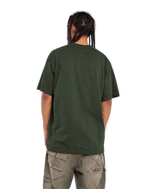 Shaka Wear SHGD Unisex Max Heavyweight Garment-Dyed T-Shirt - Moss - model back