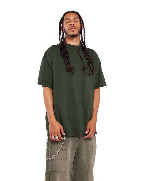 Shaka Wear SHGD Unisex Max Heavyweight Garment-Dyed T-Shirt - Moss - model side