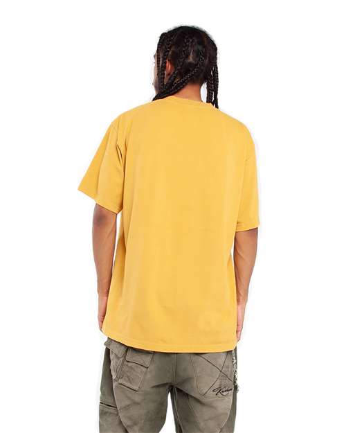 Shaka Wear SHGD Unisex Max Heavyweight Garment-Dyed T-Shirt - Mustard - model back