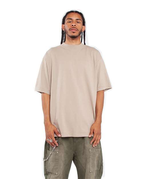Shaka Wear SHGD Unisex Max Heavyweight Garment-Dyed T-Shirt - Oatmeal - model front