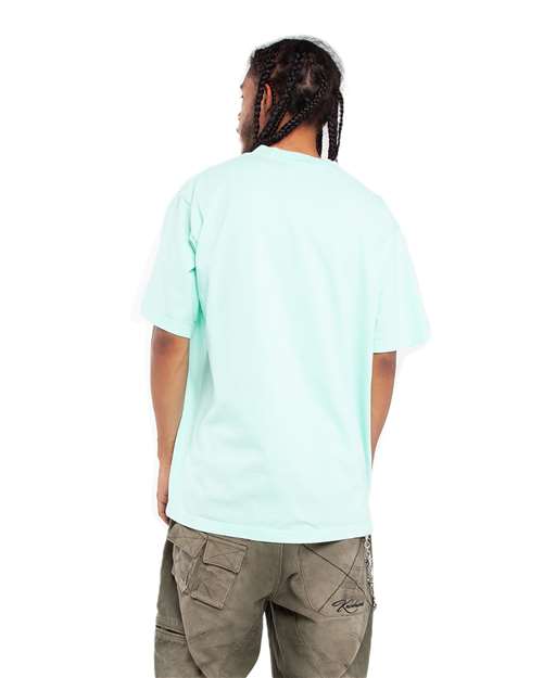Shaka Wear SHGD Unisex Max Heavyweight Garment-Dyed T-Shirt - Powder Blue - model back