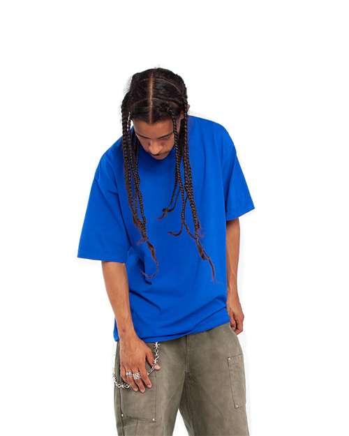 Shaka Wear SHGD Unisex Max Heavyweight Garment-Dyed T-Shirt - Royal - model side